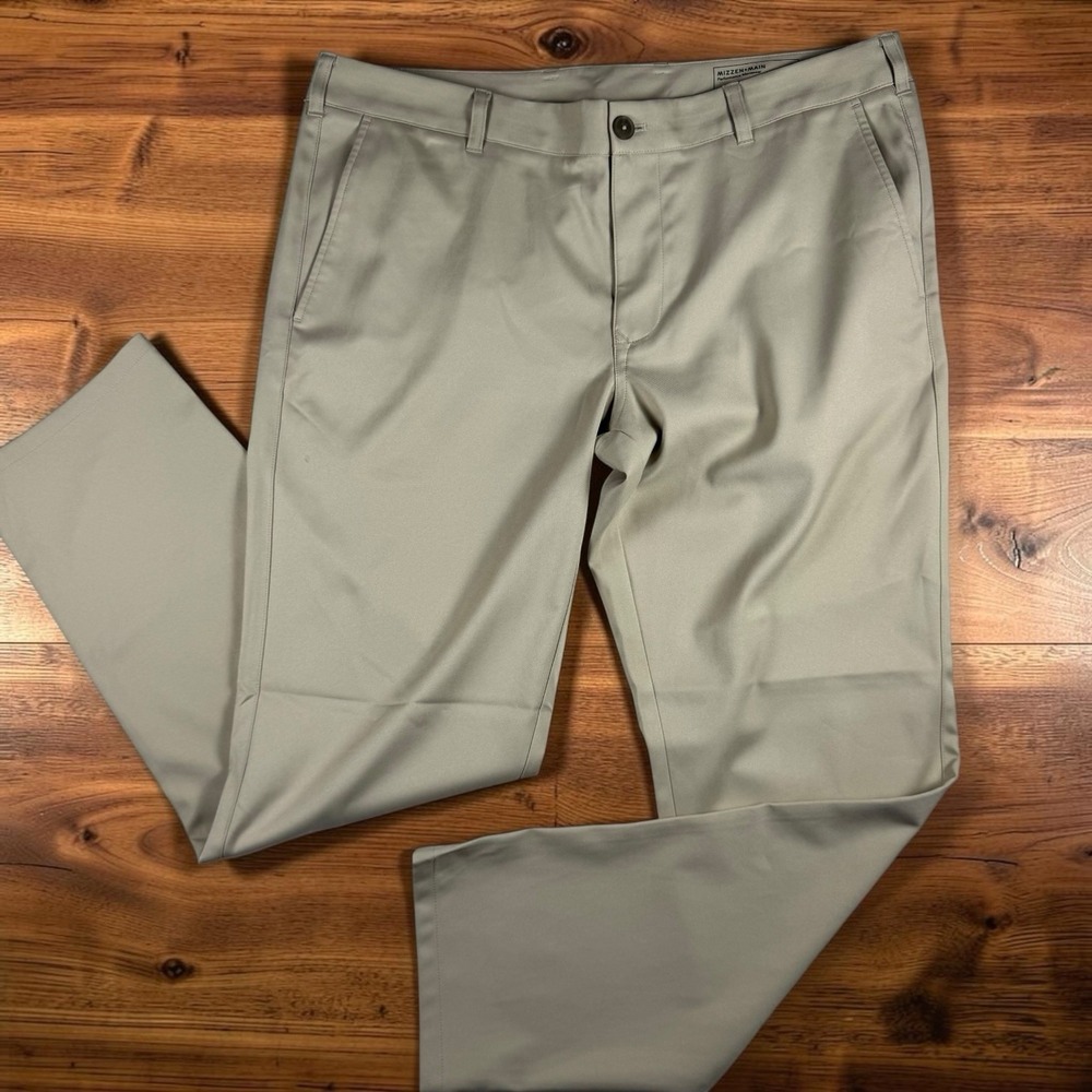 Mizzen + Main Pants Mens 36X30 Baron Trim Fit Light Khaki Performance  Golf